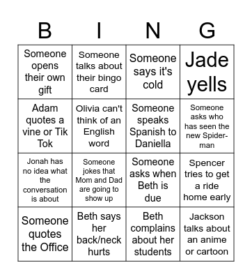Tachi Bingo Card
