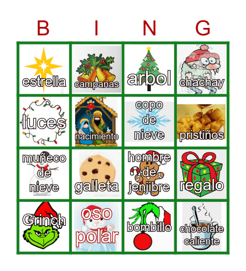 Navidad Bingo Card