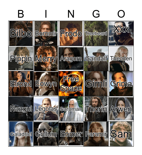 Middle-Earth Bingo Card