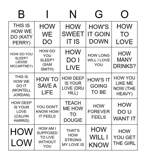 HOW Bingo Card