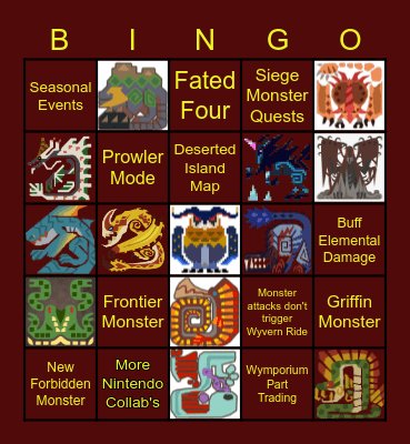 Monster Hunter Sunbreak Bingo Card