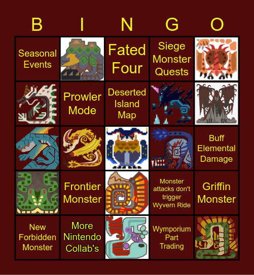 Monster Hunter Sunbreak Bingo Card