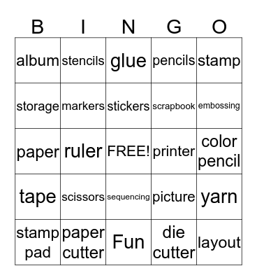 Making Memories  Bingo Card