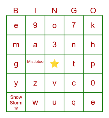 Christmas Hallmark Movie Bingo Card