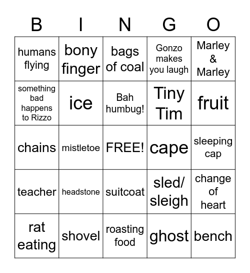 Muppet Christmas Carol Bingo Card