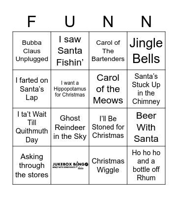 JukeBox Bingo Funny Holidaze Bingo Card
