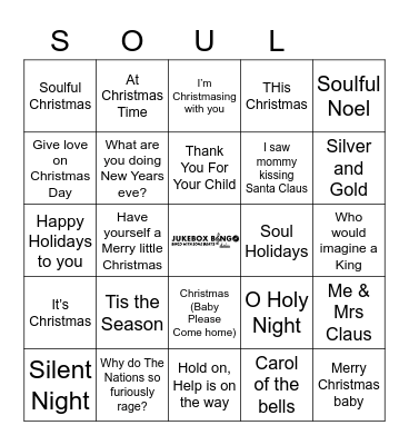 JukeBox Bingo Soulful Holiday Bingo Card