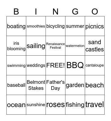 June Bingo Card