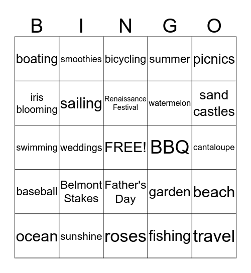June Bingo Card