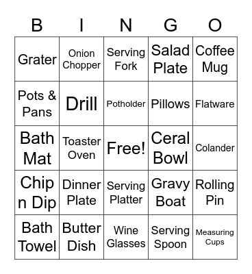 BRIDAL BINGO Card