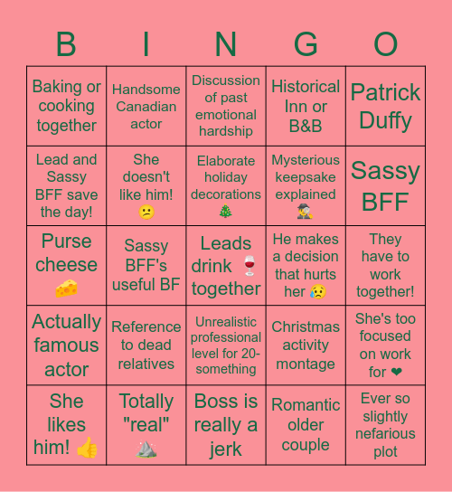 Hallmark Movie Bingo Card