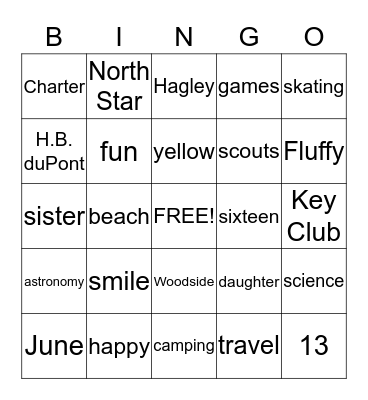 Happy 16th Birthday Anna! Bingo Card