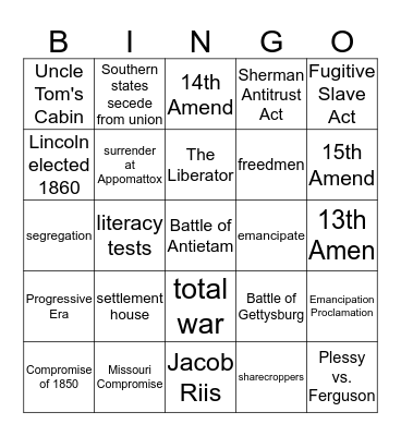 SS REVIEW Bingo Card