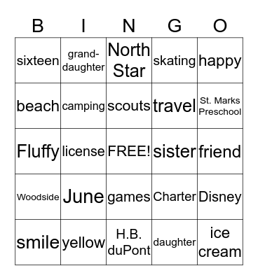 Happy 16th Birthday Anna! Bingo Card