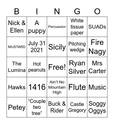 ROHAN CHRISTMAS BINGO Card