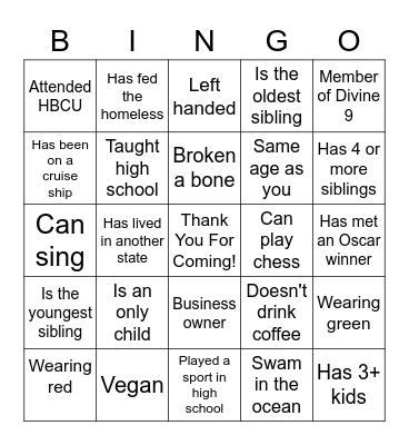 Christmas Eve 2021 Ice Breaker Bingo Card