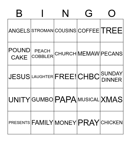 THE STROMAN'S 1ST CHRISTMAS BINGO Card