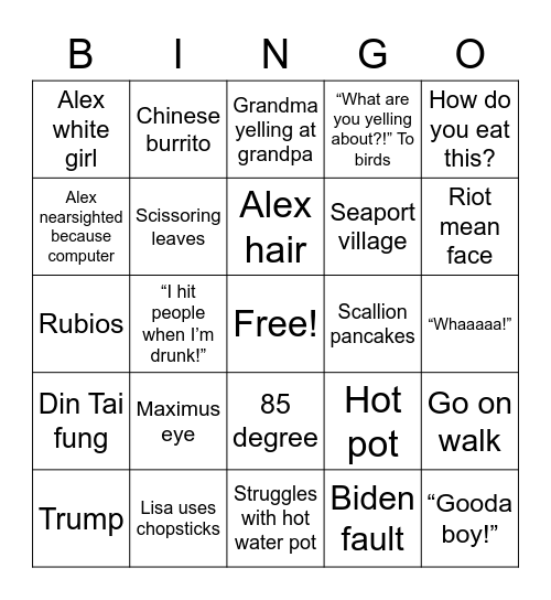 Home Bingo Card
