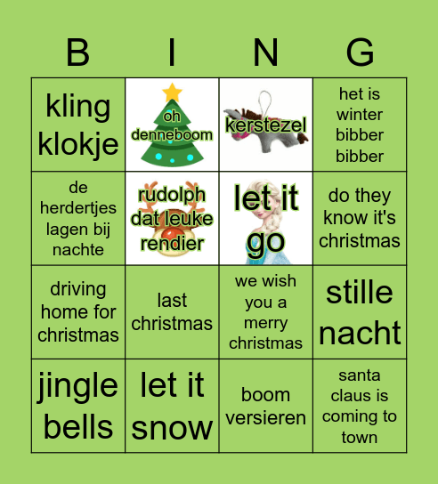 Kerstliedjes bingo Card