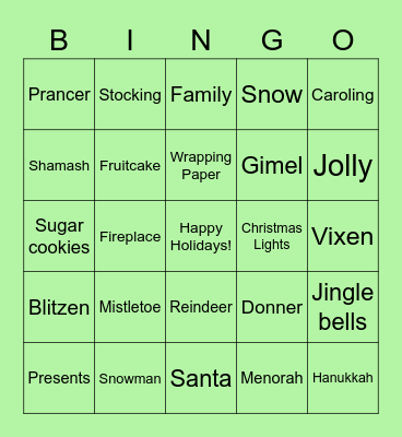 Holiday Bingo Card
