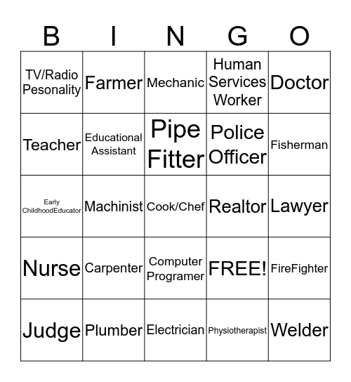 Careers Bingo Card