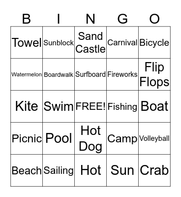 SUMMER FUN Bingo Card