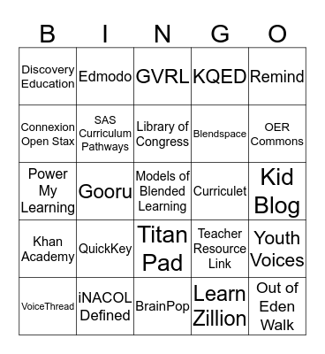Blended Learning  Bingo Card