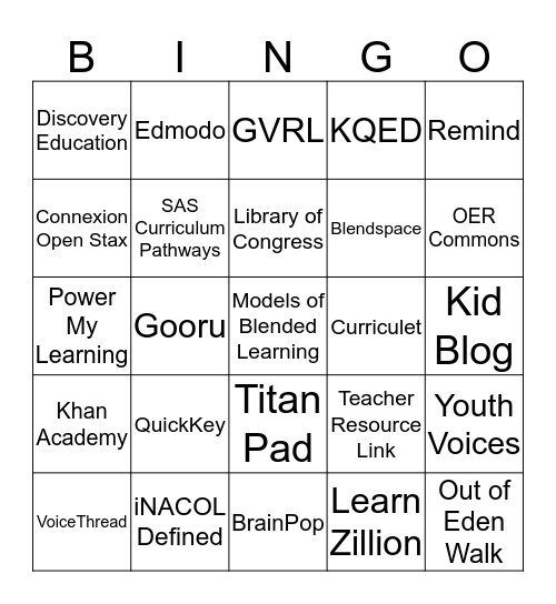 Blended Learning  Bingo Card