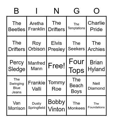 My Tutor 60's Bingo Card