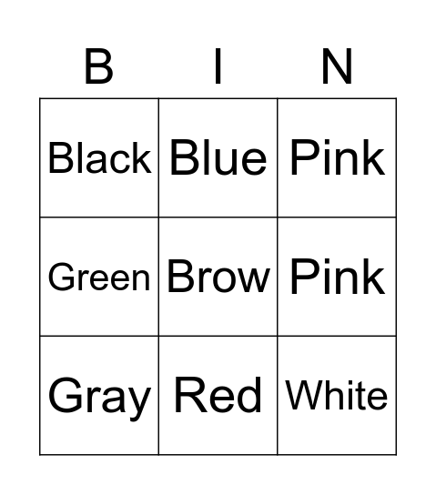 Color Bingo Card