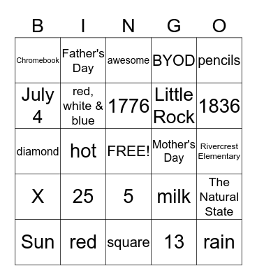 Just for Fun! Bingo Card