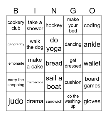 Revision 1-10 Bingo Card