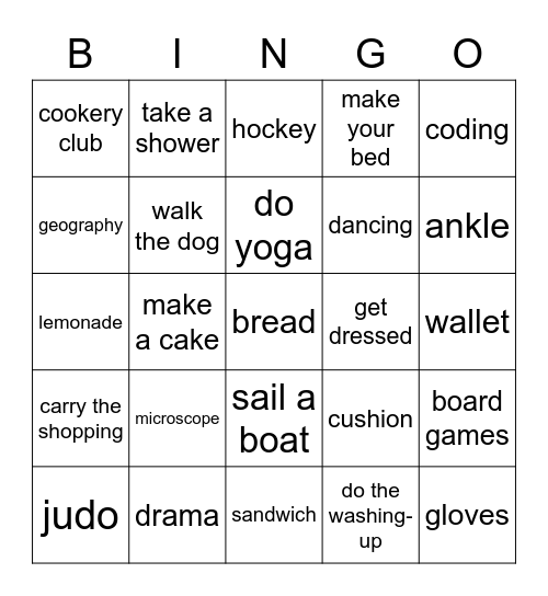 Revision 1-10 Bingo Card