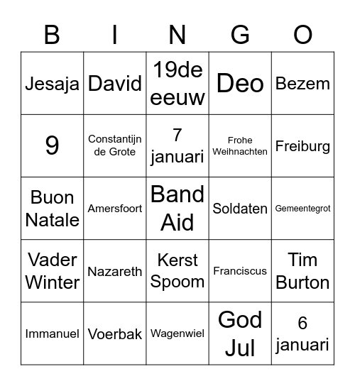 Kerstbingo Card