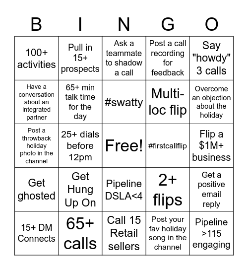 SWAT BINGO! Bingo Card