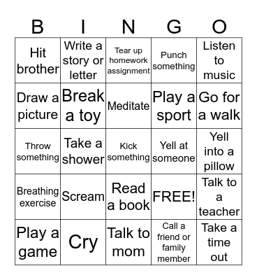 Choices to Make When Upset Bingo Card