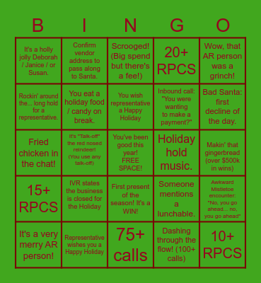 PaaS me the Holiday BINGO! Bingo Card