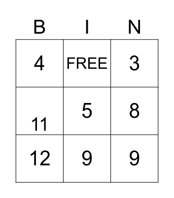 Hdez NUMEROS 1 - 13 Bingo Card