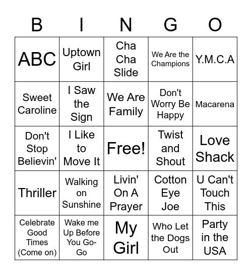 Music BINGO Card