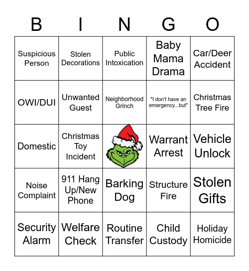 Dispatch Christmas Bingo Card