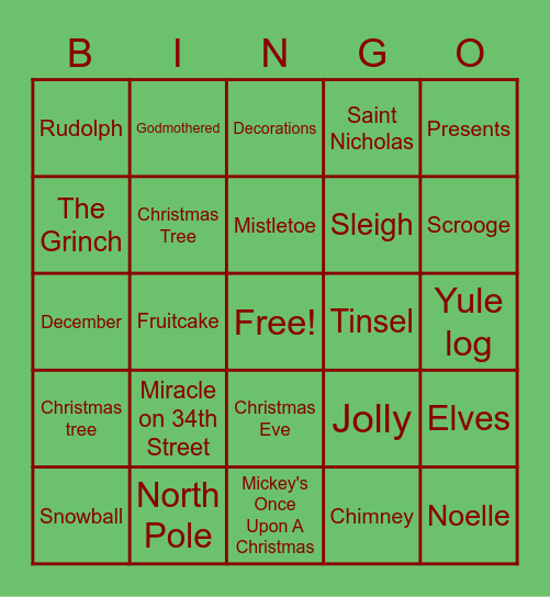 FK Christmas Bingo Card
