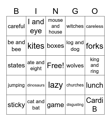 ELA Bingo Card
