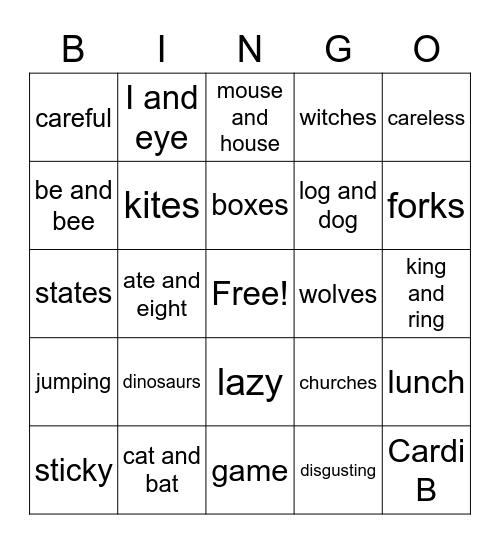 ELA Bingo Card