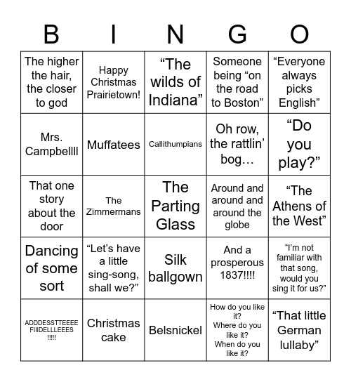 Merry Prairie Bingo Card