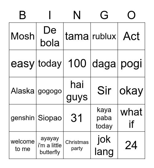 DIG101 Bingo Card