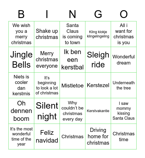 Kerst bingo Card