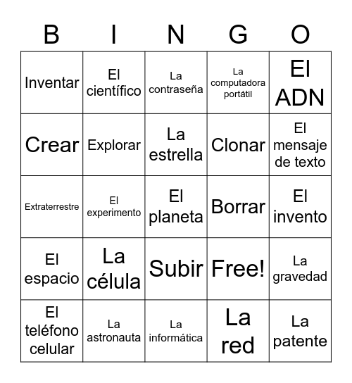 La Tecnología y la ciencia Bingo Card