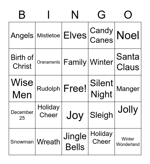 Christmas BINGO Card