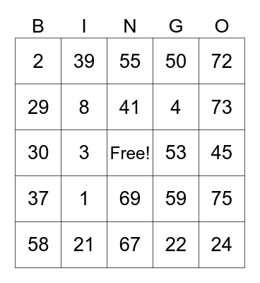 E.G. FUNE Bingo Card