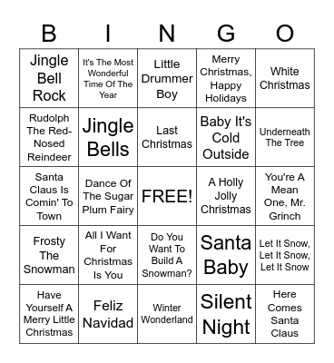 Holiday BINGO  Bingo Card